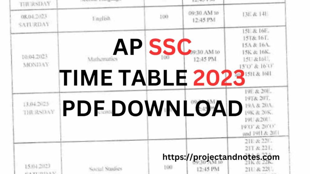 AP SSC TIME TABLE 2023 PDF DOWNLOAD 